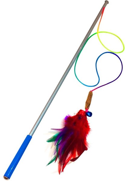 Doğal Matatabi Çubuklu, Tüylü Çıngıraklı Kedi Oltası Kedi Oyuncağı 50CM