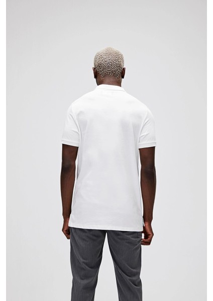21.01.07.043 Pure Polo Yaka Gogus Armalı Kısa Kol Tshirt Beyaz-Xxl