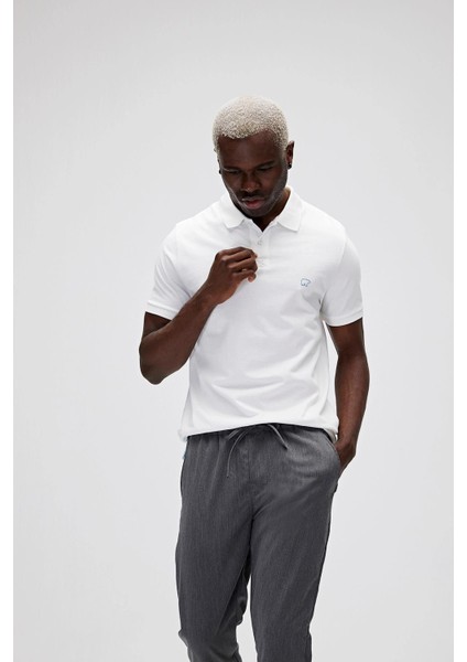 21.01.07.043 Pure Polo Yaka Gogus Armalı Kısa Kol Tshirt Beyaz-Xxl