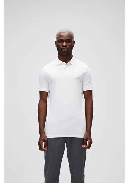 21.01.07.043 Pure Polo Yaka Gogus Armalı Kısa Kol Tshirt Beyaz-Xxl