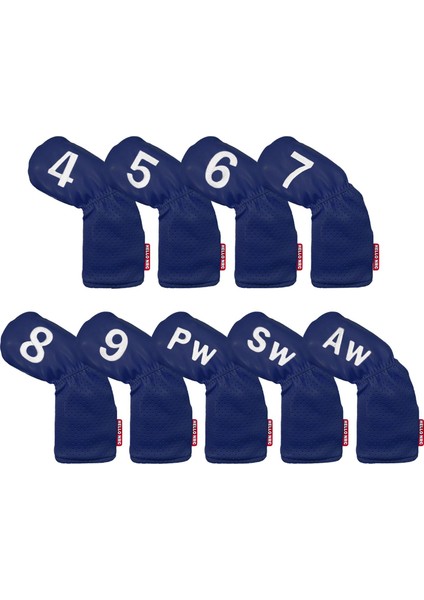 9x Golf Demir Kafa Kılıfı Seti 4-9, Pw, Sw, Aw Su Geçirmez Pu Pu Koruyucu Aksesuarlar Lacivert (Yurt Dışından) fiyatları