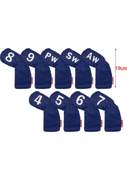 9x Golf Demir Kafa Kılıfı Seti 4-9, Pw, Sw, Aw Su Geçirmez Pu Pu Koruyucu Aksesuarlar Lacivert (Yurt Dışından) fırsatları