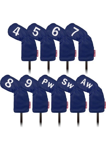 9x Golf Demir Kafa Kılıfı Seti 4-9, Pw, Sw, Aw Su Geçirmez Pu Pu Koruyucu Aksesuarlar Lacivert (Yurt Dışından) indirimleri