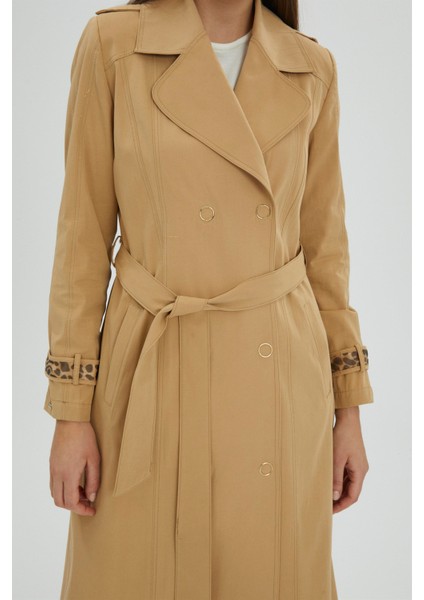 Kruvaze Yaka Kol Detaylı Bej Trençkot 13026 fiyatları