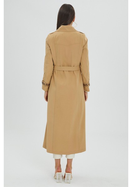 Kruvaze Yaka Kol Detaylı Bej Trençkot 13026 indirimleri