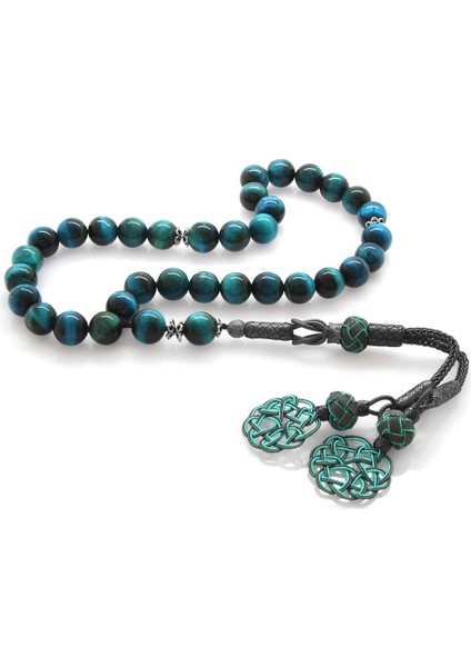 1000 Ayar Gümüş Kazaz Püsküllü Küre Kesim Turkuaz Kaplangözü Doğaltaş Tesbih