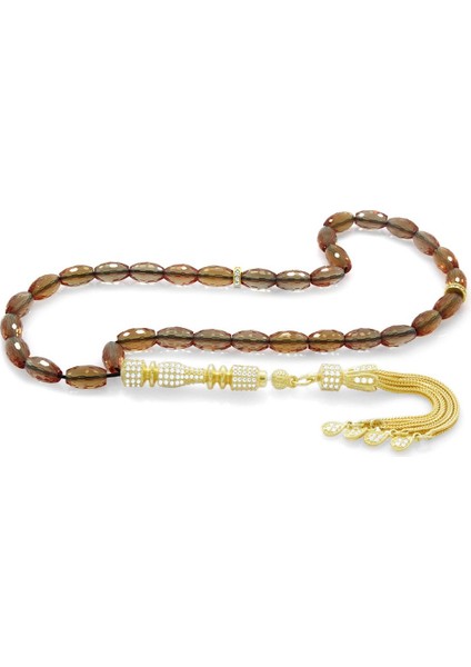 925 Ayar Gümüş Püsküllü Siyah Zirkon Taş İşlemeli Sultanit Tesbih fiyatları