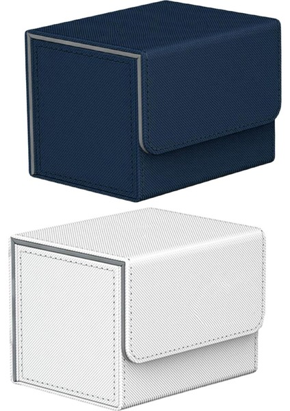 2 Adet Kart Güverte Kutusu Depolama Ekran Kabı 100 Kart Tutar Tcg Koyu Mavi Beyaz (Yurt Dışından)