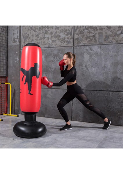 160CM Şişme Boks Zımba Torbası Tekme Mma Eğitim Kum Torbası Kırmızı (Yurt Dışından)