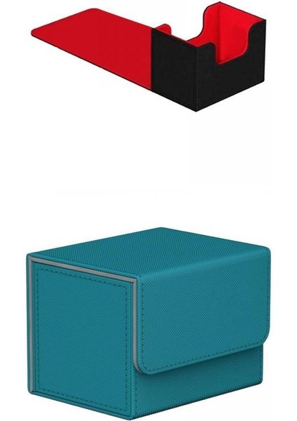 2 Adet Kart Güverte Kutusu Depolama Ekran Kabı 100 Kart Tutar Tcg Siyah Mavi (Yurt Dışından)