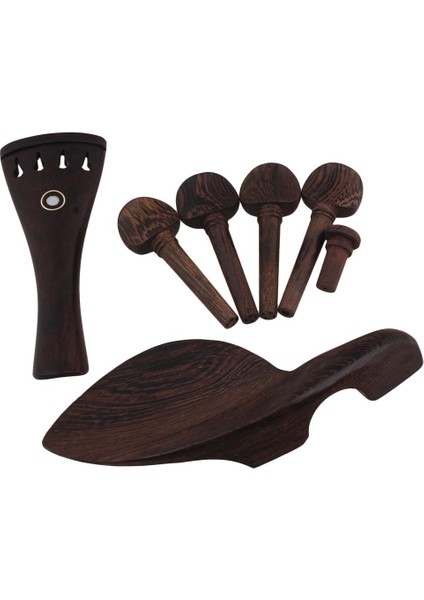 4 Set Wenge Ahşap Endpins Tuning Peg Tuner Chinrest Kuyruk Yayını 4/4 Keman Için (Yurt Dışından)