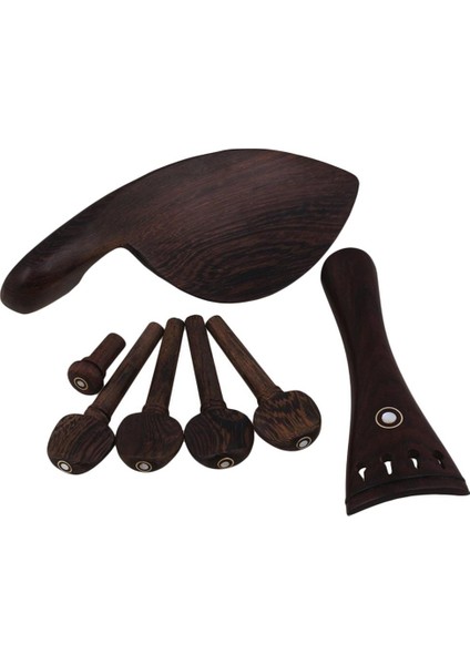 4 Set Wenge Ahşap Endpins Tuning Peg Tuner Chinrest Kuyruk Yayını 4/4 Keman Için (Yurt Dışından)