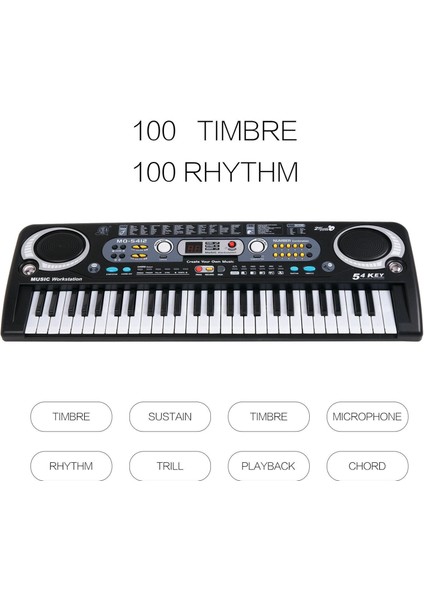Klavye Piano 54-Anahtar Taşınabilir Elektronik Klavye Yeni Başlayanlar Için USB Tipi (Yurt Dışından)