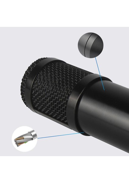 Profesyonel Stüdyo Yayın Kayıt Kondenser Mikrofon Mic Kit Gümüş A (Yurt Dışından)