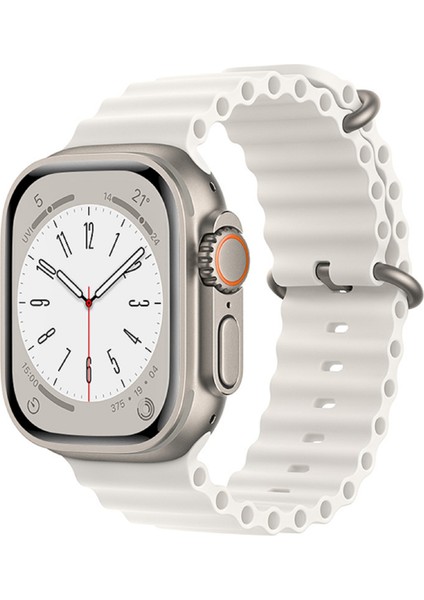 Apple Watch 38 mm / 40 mm / 41 mm Için Oluklu Silikon Kordon Kayış - KY72-1