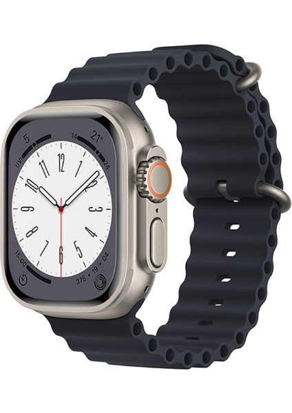 Apple Watch 38 mm / 40 mm / 41 mm Için Oluklu Silikon Kordon Kayış - KY72-1