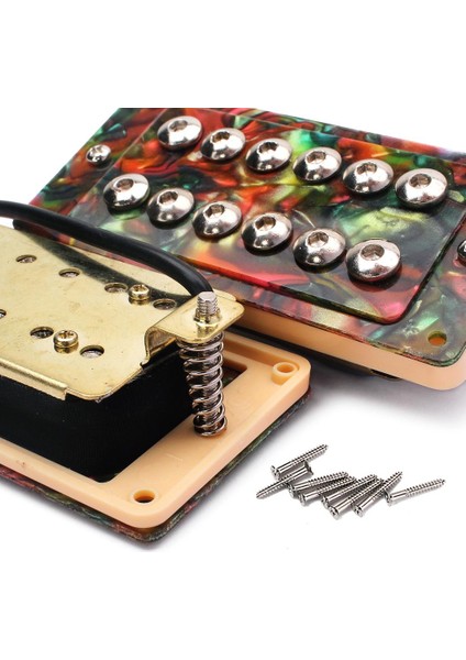 2 Renkli Gürültüsüz Hassas Gitar Çift Bobin Köprü Boyun Pikap Set (Yurt Dışından)