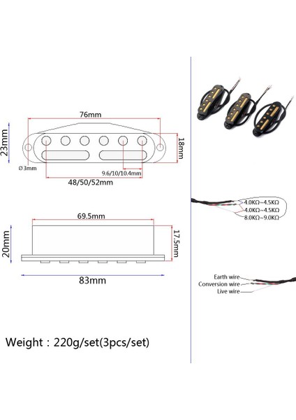 Sss Standart Tek Bobin Pikap Seti 48/50/52 Elektro Gitar Parçaları Aksesuar (Yurt Dışından) fırsatları