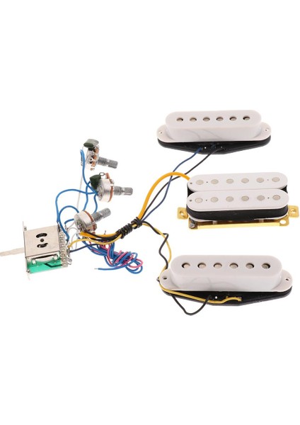 6 Dize Gitar Tek Bobin Pikap Humbucker Pikap 3 Yollu Geçiş Anahtarı ve Tencere Beyaz (Yurt Dışından)