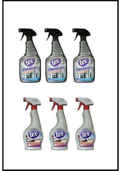 Ankastre Temizleyici 750 Ml+Tex Yağ Çözücü 500 ml 6 Adet