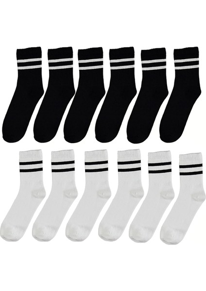 Çizgili 12'li Tennis Kolej Çorap Set fırsatları