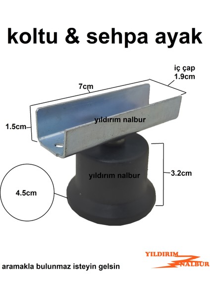 4 Adet Koltuk Ayağı 3.2 cm Pingo Sehpa Ayak Sunta Geçme Uzun Kanallı