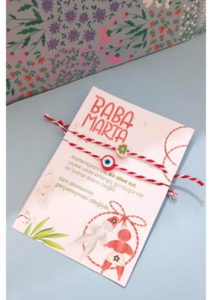 Baba Marta Marteniçka Kırmızı Beyaz Ip Fimo Şans Bileklik 2'li Set