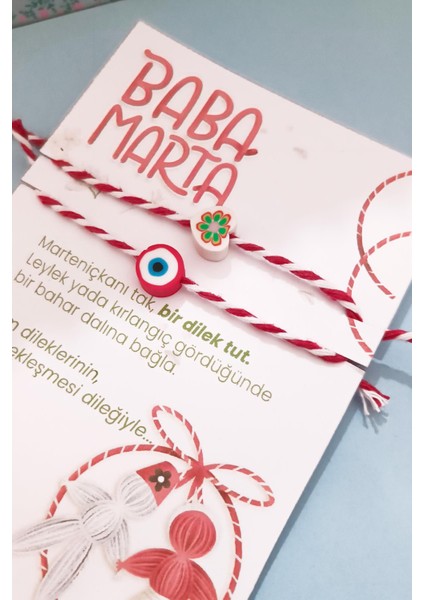 Baba Marta Marteniçka Kırmızı Beyaz Ip Fimo Şans Bileklik 2'li Set fiyatları