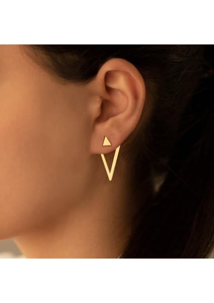 Iç Içe Üçgen Gümüş Küpe