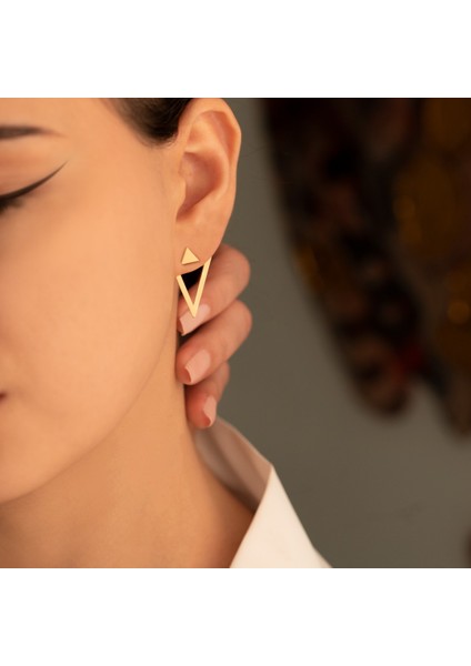 Iç Içe Üçgen Gümüş Küpe modelleri