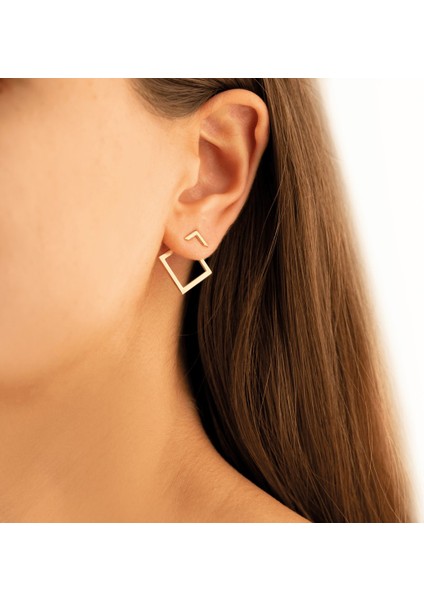 Ear Jacket Kare Gümüş Küpe fırsatları