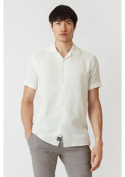Regular Fit Kısa Kollu Ekru Erkek Gömlek GM22Y221158_D03