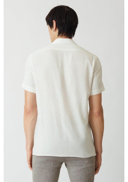 Regular Fit Kısa Kollu Ekru Erkek Gömlek GM22Y221158_D03