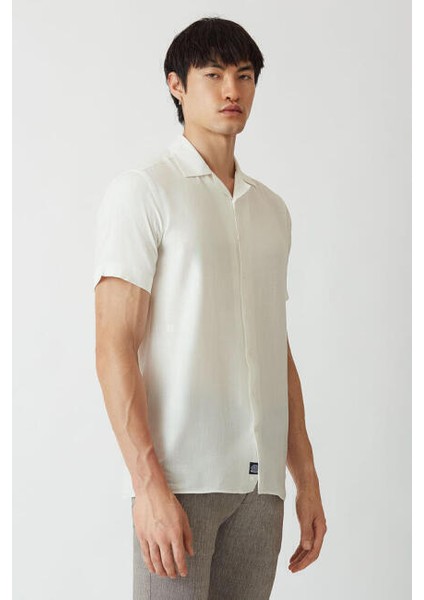 Regular Fit Kısa Kollu Ekru Erkek Gömlek GM22Y221158_D03