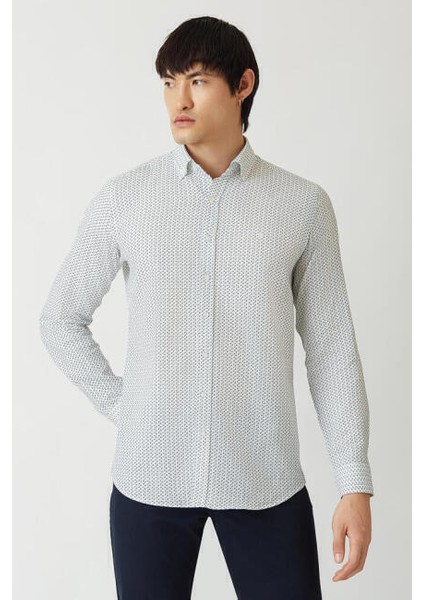 Regular Fit Yeşil Spor Erkek Gömlek GM22Y221159_E47