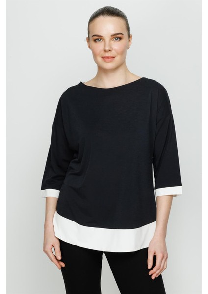 Truvakar Kol Bluz-Siyah-Ekru