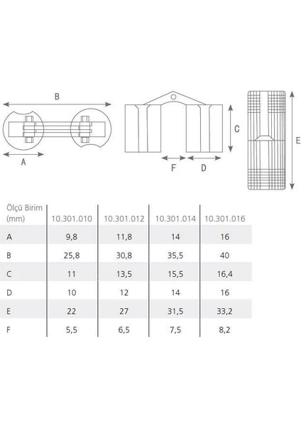 Silindir Masa Menteşesi Pirinç 12MM (2 Adet)