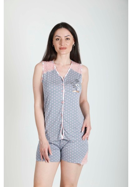 Puantiyeli Şortlu Pijama Takımı