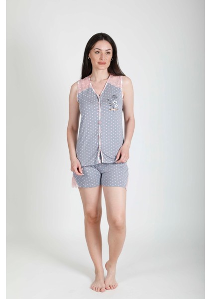 Puantiyeli Şortlu Pijama Takımı