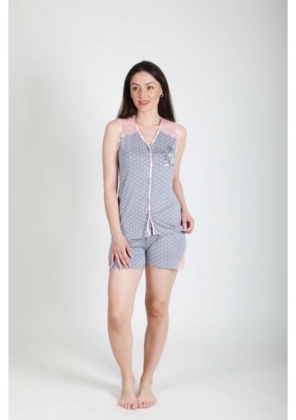 Puantiyeli Şortlu Pijama Takımı