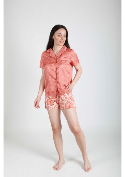 Polyester Puantiyeli Şortlu Pijama Takımı