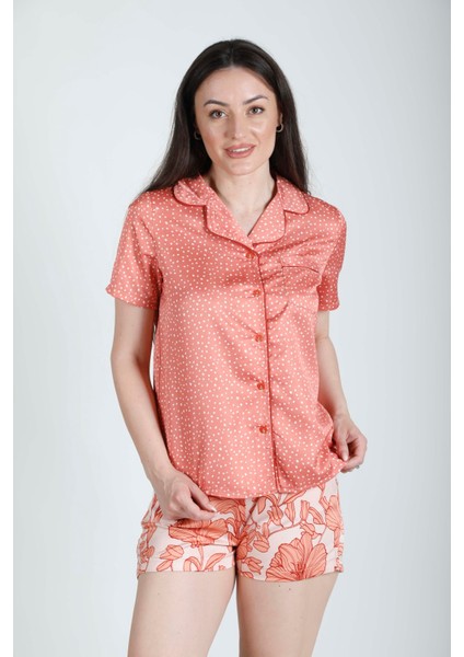 Polyester Puantiyeli Şortlu Pijama Takımı