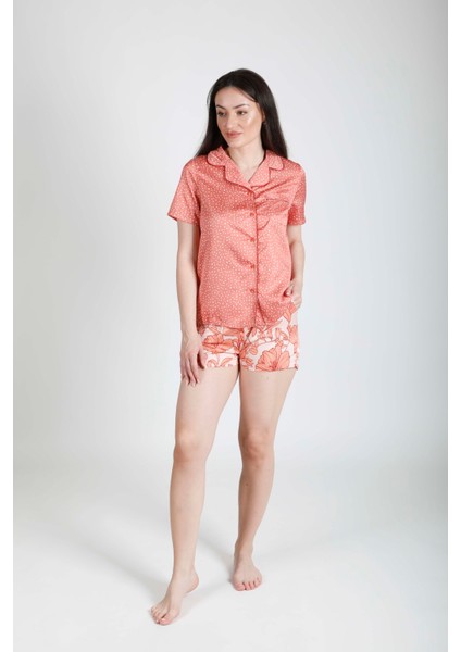 Polyester Puantiyeli Şortlu Pijama Takımı