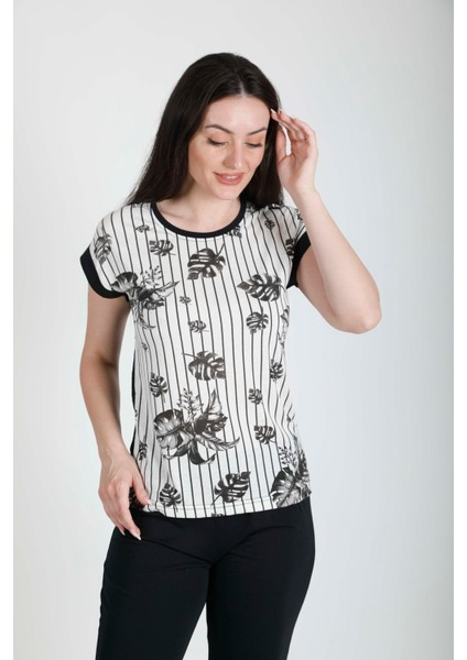 Ağaç Desenli Gömlekli Viskon Pijama Takımı