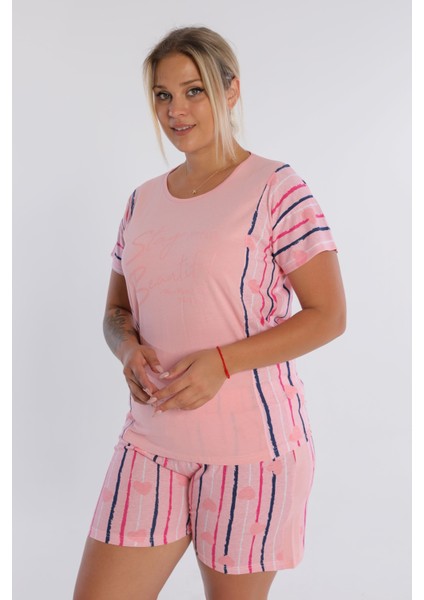 Çizgili Pamuklu Şort Pijama Takımı