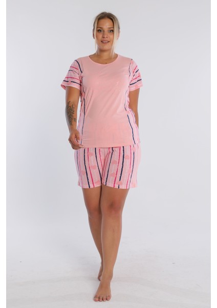 Çizgili Pamuklu Şort Pijama Takımı