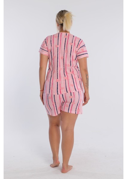 Çizgili Pamuklu Şort Pijama Takımı