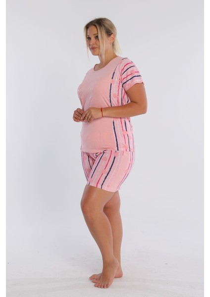 Çizgili Pamuklu Şort Pijama Takımı