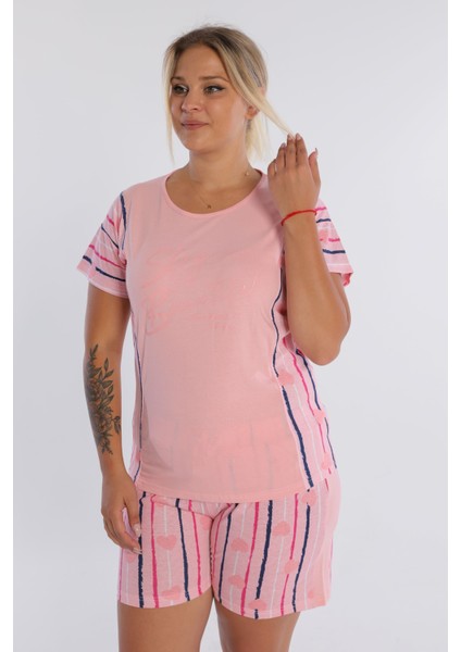 Çizgili Pamuklu Şort Pijama Takımı