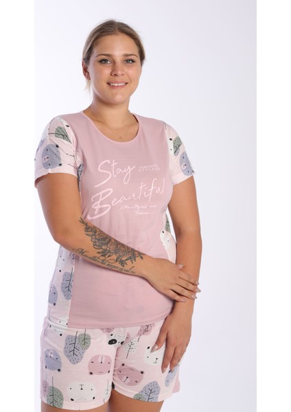 Çizgili Pamuklu Şort Pijama Takımı